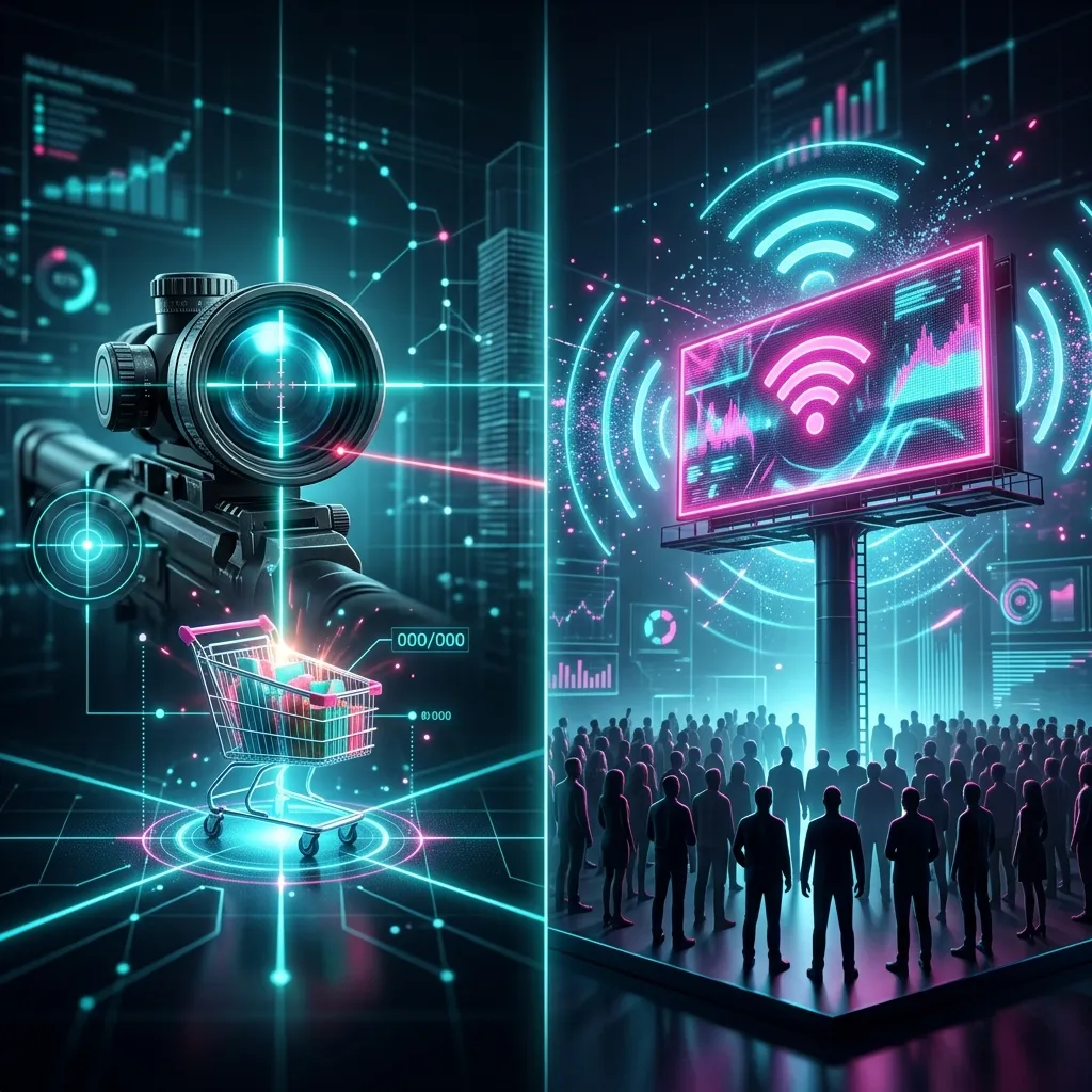Conceptual 3D illustration of sniper targeting vs a billboard